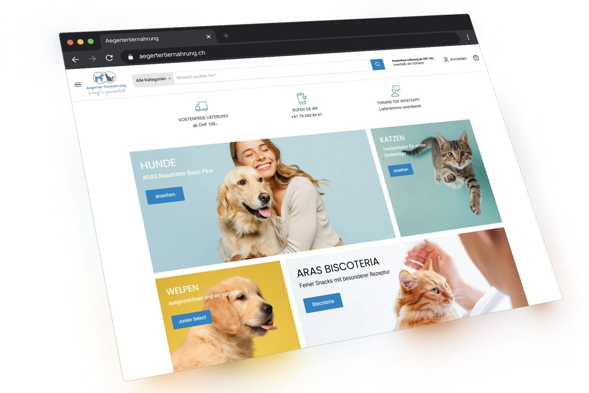 Aegerter Tiernahrung (ARAS) – vom individuellen Shopsystem zu Shopify